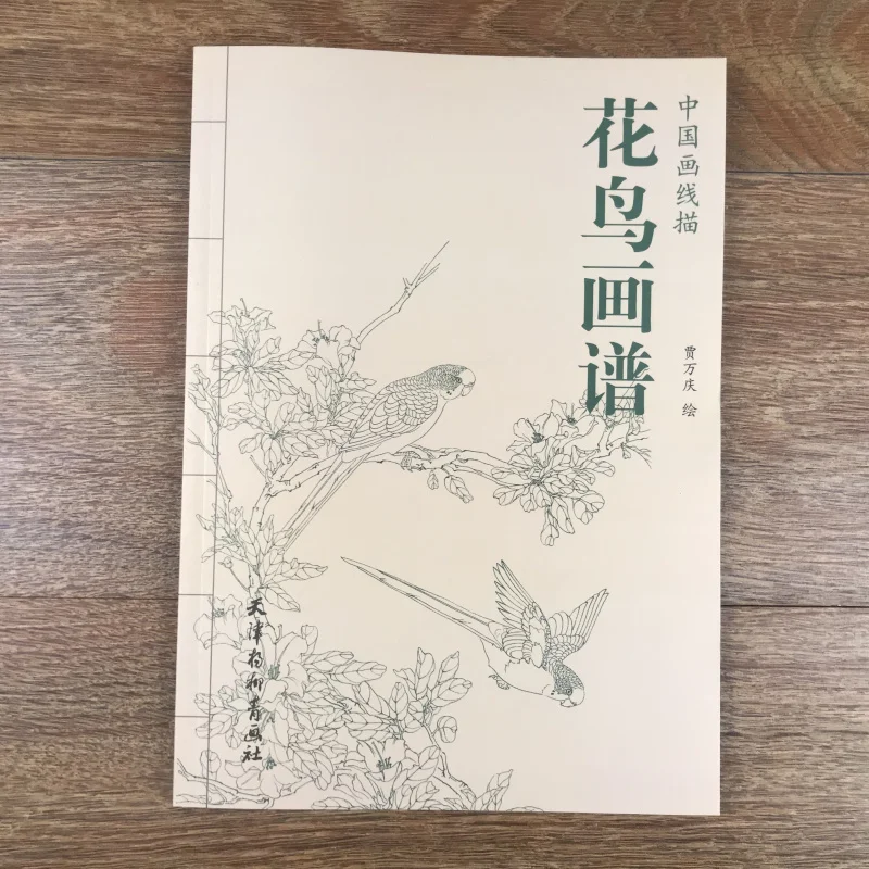 Chinese Line Drawing Flower and Bird Painting Spectrum Book / Traditional Gong Bi Bai Miao Art Textbook |