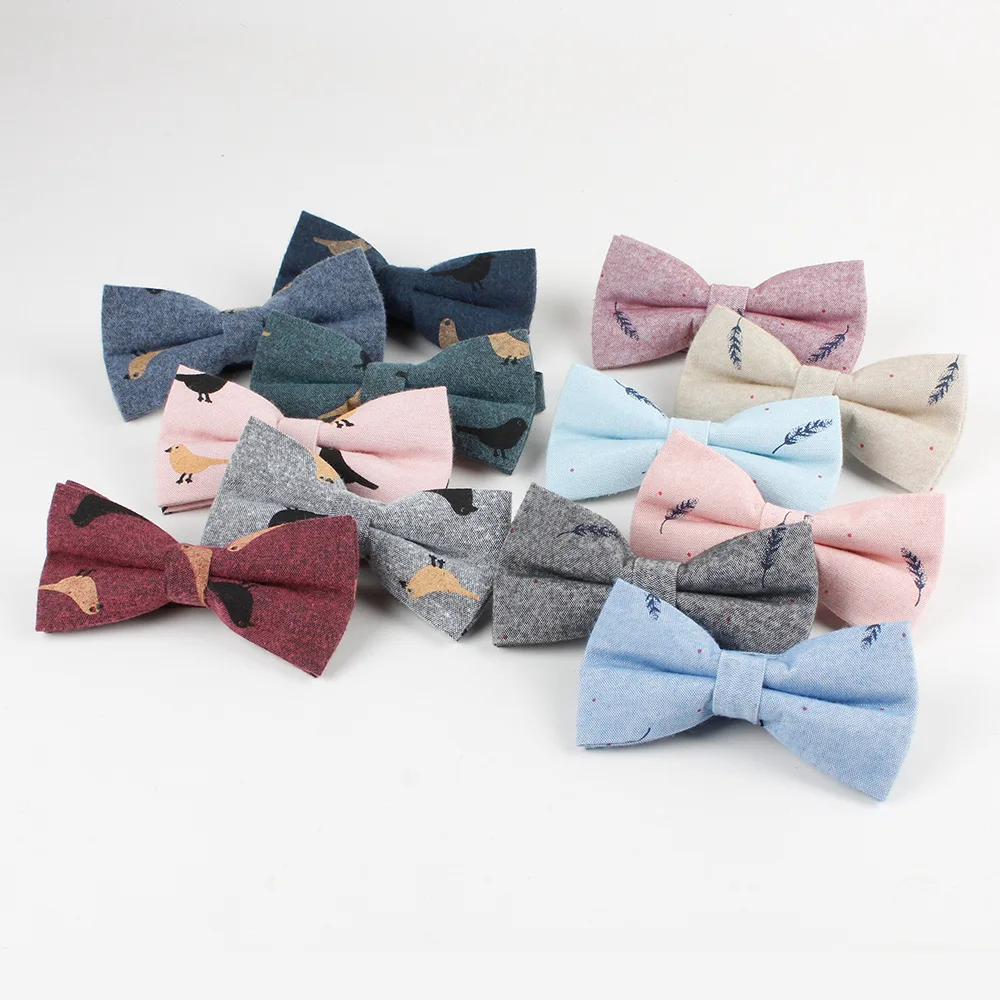 Мужской регулируемый галстук бабочка из 100% хлопка с принтом птиц|Мужские