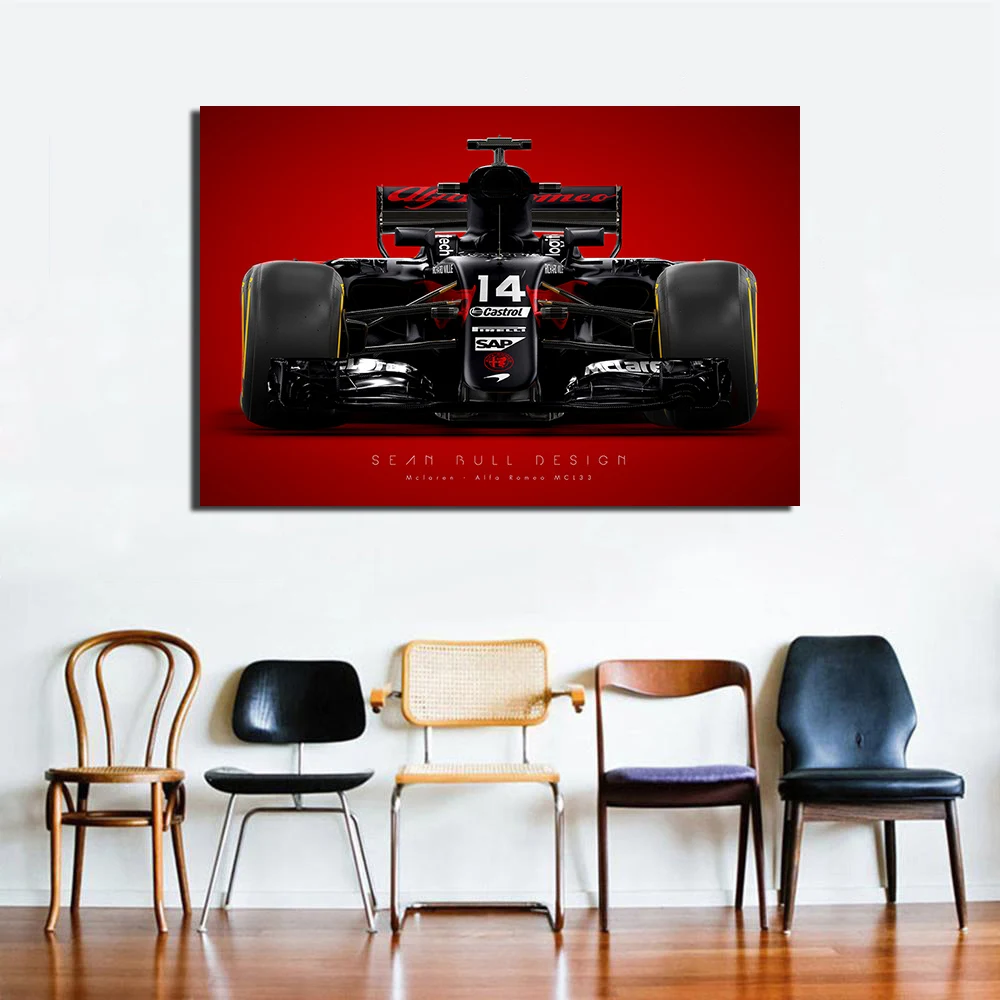 Alfa Romeo F1 гоночный автомобиль постер печать на холсте в рамке подвесная Картина