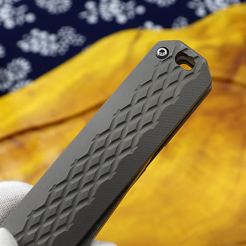 HUOWEN EDC Складной нож из титанового сплава тактический С флиппером карманный D2