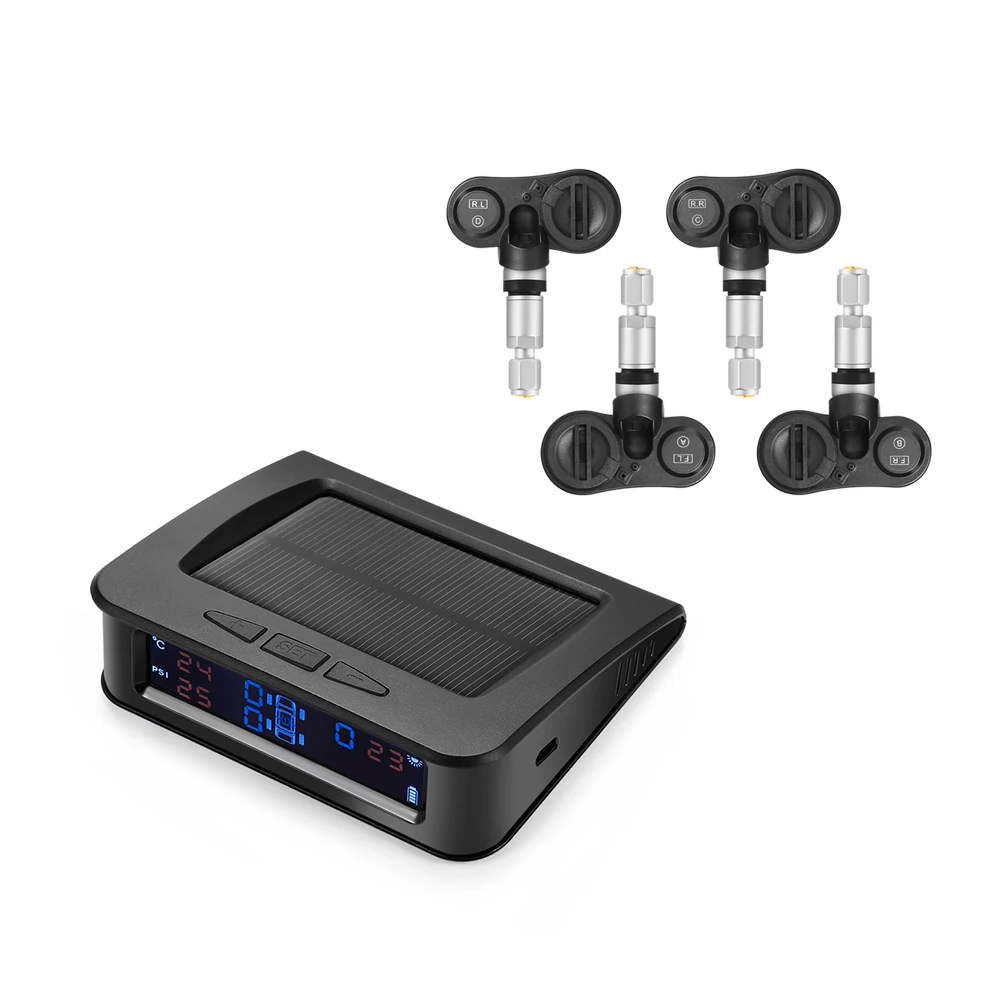 Автомобильная TPMS система контроля давления в шинах Солнечная энергия Голосовая