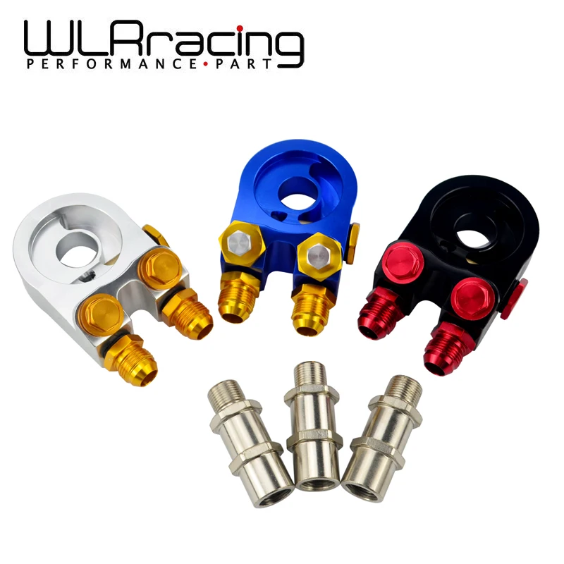 WLR RACING-алюминиевый AN10 Масляный фильтр охладитель Сэндвич пластина адаптер турбо с термостатом и фитингом 3/4-16 UNF, M20* 1,5
