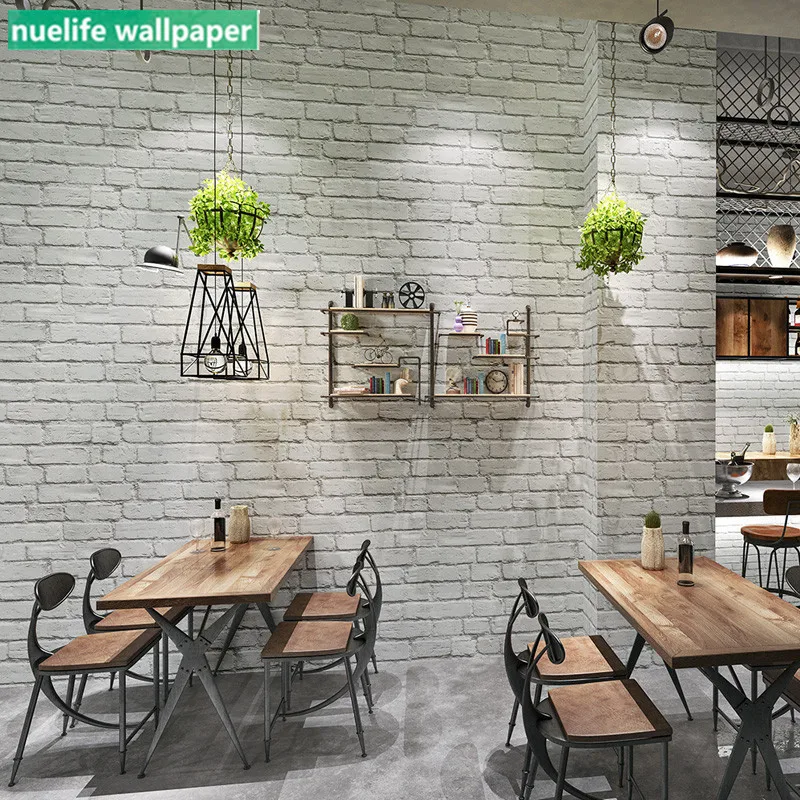 

Nordic industrial wind gray white brick pattern wallpaper clothing store bedroom restaurant living room TV background wall paper
