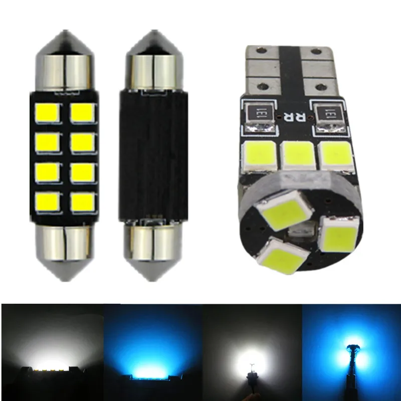 WLJH 8x чистый белый лед синий 2835 SMD лампа Светодиодная для освещения салона