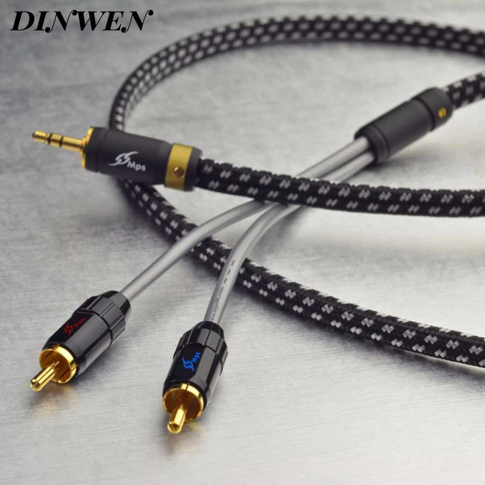 MPS X 7 3 5 мм на 2 RCA Leopard HiFi 99.9997% OCC 24K позолоченный штекер Lotus Plug Audio RAC Male AUX Кабель для