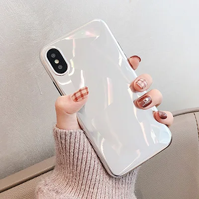 silver GlamPhone чехол простой Алмазный Лазерный чехол для телефона для iPhone XS Max XR XS 8 8plus 7 7plus 6S 6splus 6 6plus мягкая задняя крышка - Цвет: silver