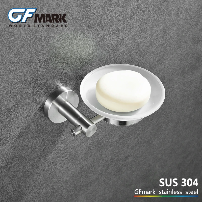 Держатель для мыла со стеклянной тарелкой GFmark аксессуары из нержавеющей стали