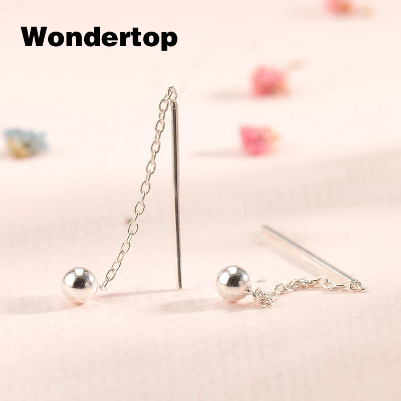 Wondertop оригинальный S925 Серебряный шар bead Threader падение висячие серьги для 2017 Для