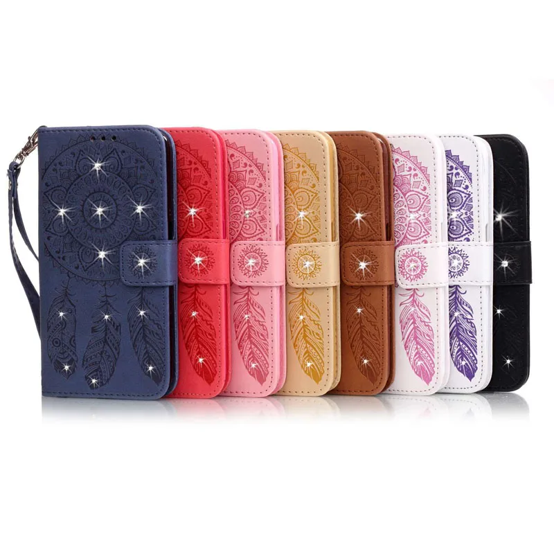 Leather Flip Wallet Rhinestone Soft Phone Bling Cover Shell Coque Fundas for Samsung Galaxy A3 A5 2016 2017 A8 Plus 2018 Case |