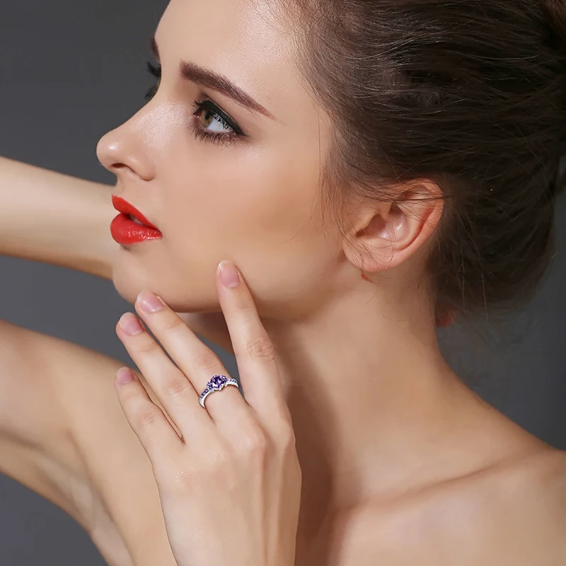 MDEAN белого золота цвет кольца для женщин из фиолетового циркона AAA Jewelry обручение