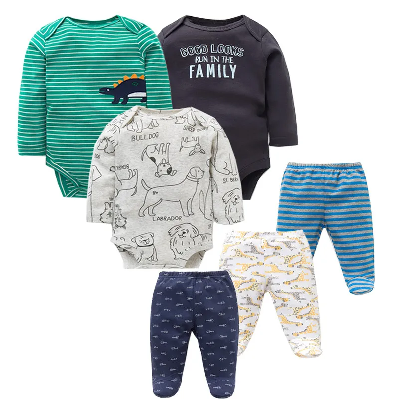 6 шт./лот модные комплекты одежды для малышей хлопковая одежда новорожденных