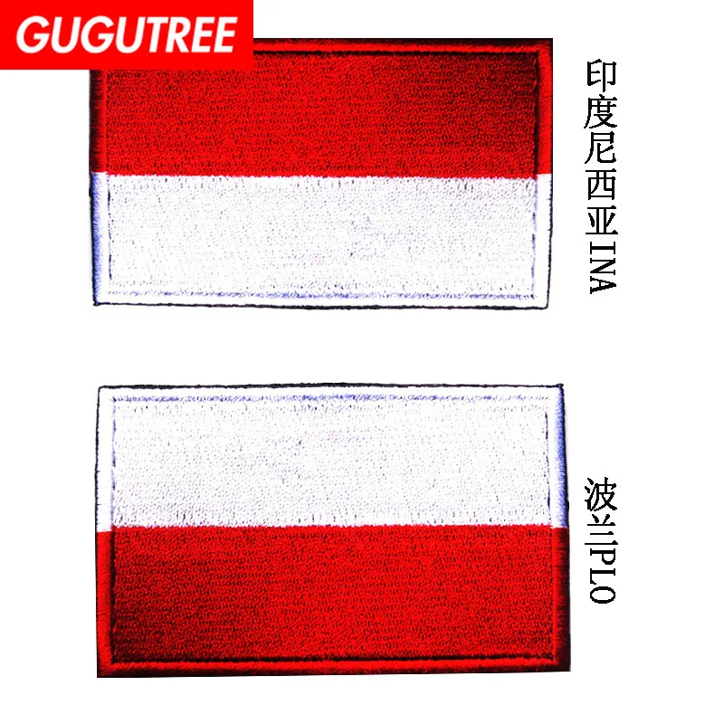 GUGUTREE крючок для вышивания & Петля Индонезия Польша Флаг патч нашивки с