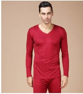 100% mulberry silk Men's silk knitting thickening thermal underwear suit Double sided ribbon and fabrics