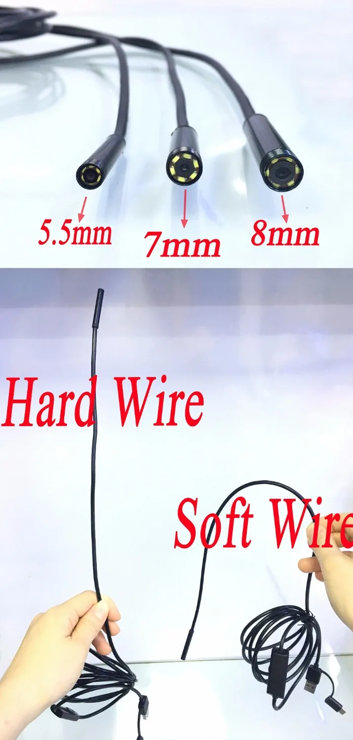 Эндоскопическая камера Размер 5 мм водонепроницаемая труба 6 шт. белый светодиод