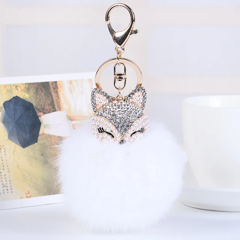 Брелок для ключей EASYA в виде милой лисы с помпоном|ball keychain|bag pendantcharm keyring |