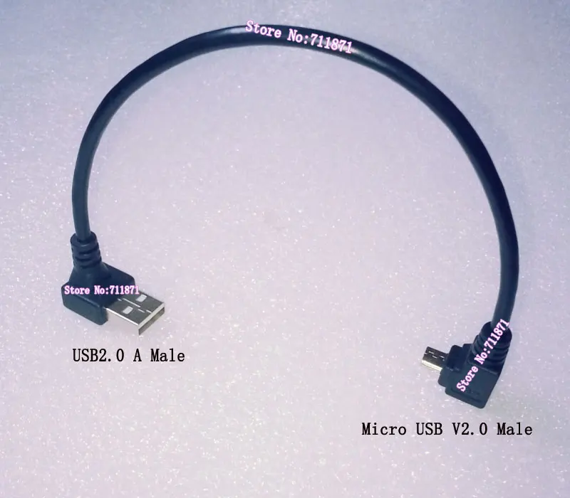 Микро USB V2.0 зарядный кабель с прямоугольным изгибом двойным для передачи данных 2