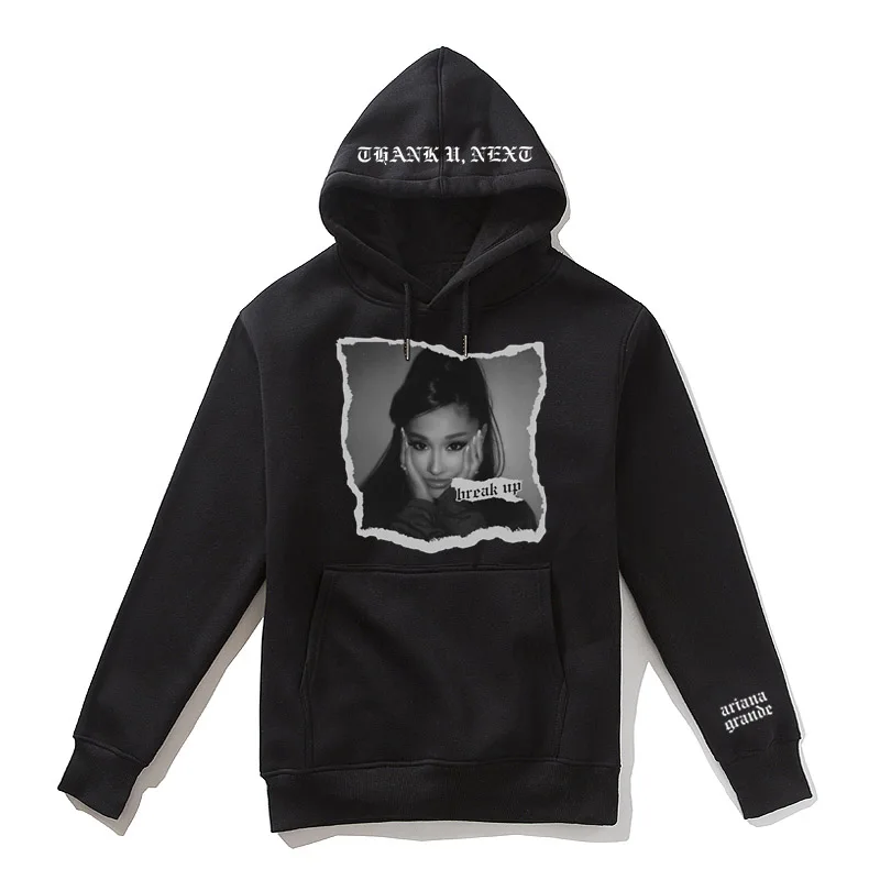 Эксклюзивная Мужская толстовка с капюшоном Thank U Next Break Up, женская уличная мужская повседневная куртка на молнии, повседневные флисовые мужские пальто - Цвет: Black