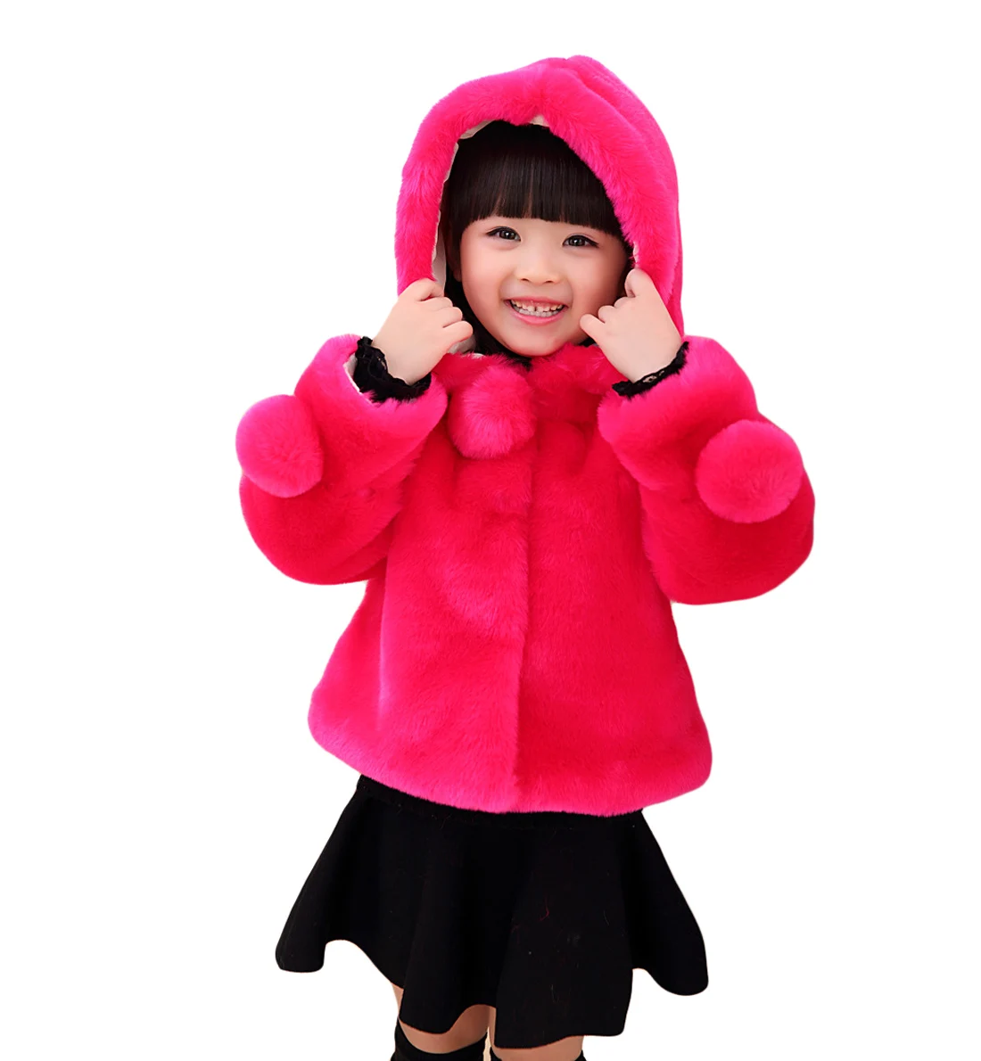 Children Girls Winter Coats New Fashion Brand Thick Fake Fur Warm Baby Jacket Solid Casual Hooded Kids Clothes Outwears | Детская одежда
