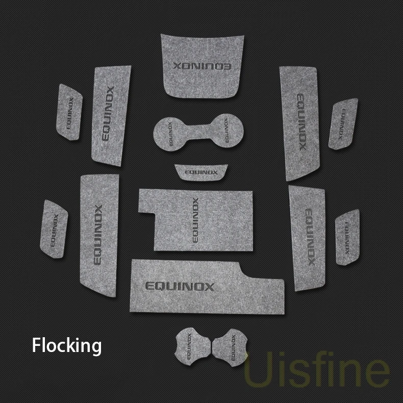 Flocking 15pcs Слот-коврик для двери водная подставка противоскользящая Накладка для хранения Пылезащитная накладка модификация автомобильные аксессуары для Chevrolet Equinox - Цвет: Flocking 15pcs