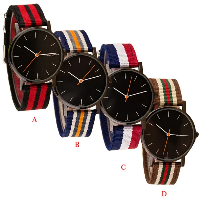 Часы мужские и женские кварцевые нейлоновые с ремешком | Наручные часы