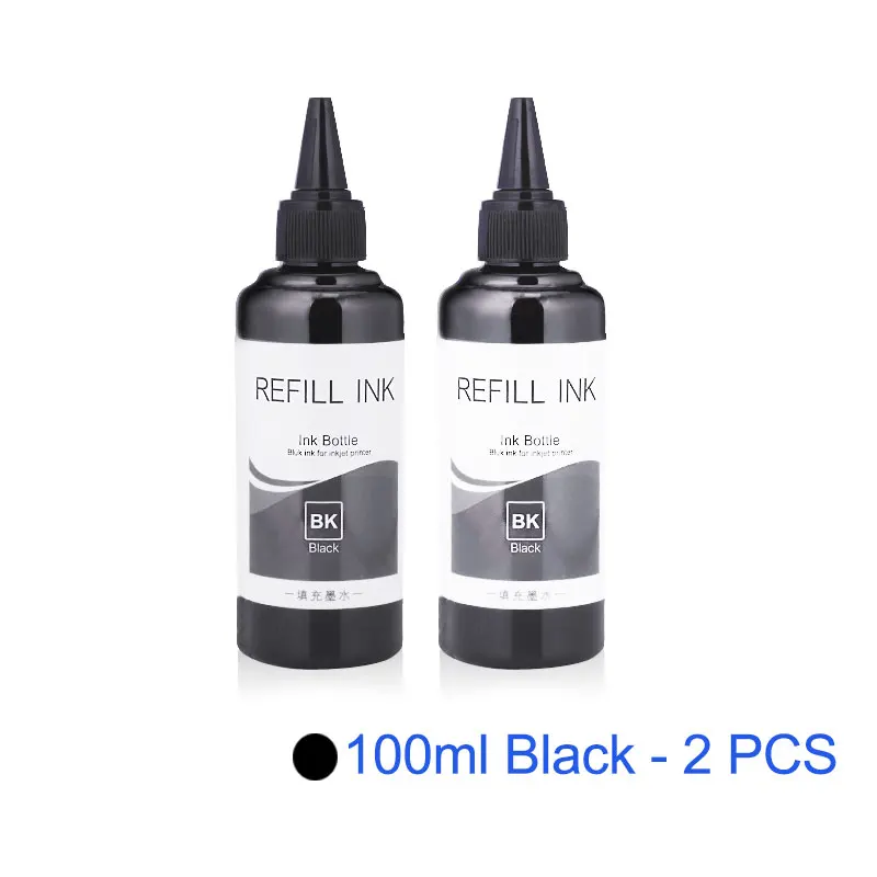 2 PCS - Black 4x100 мл универсальные чернила бутылка для hp 178 364 564 655 670 685 711 920 932 933 934 950 951 952 953 954 955 принтер чернила для hp - Цвет: 2 PCS - Black