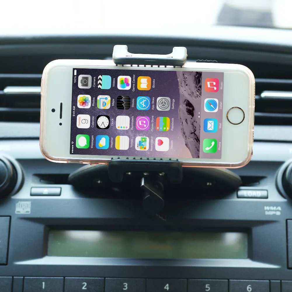 Yianerm CD Slot Car Phone Holder 360 Rotating One Touch Cradle For iPhone 6s 7/Plus Galaxy S6/S7Huawei and more | Мобильные телефоны