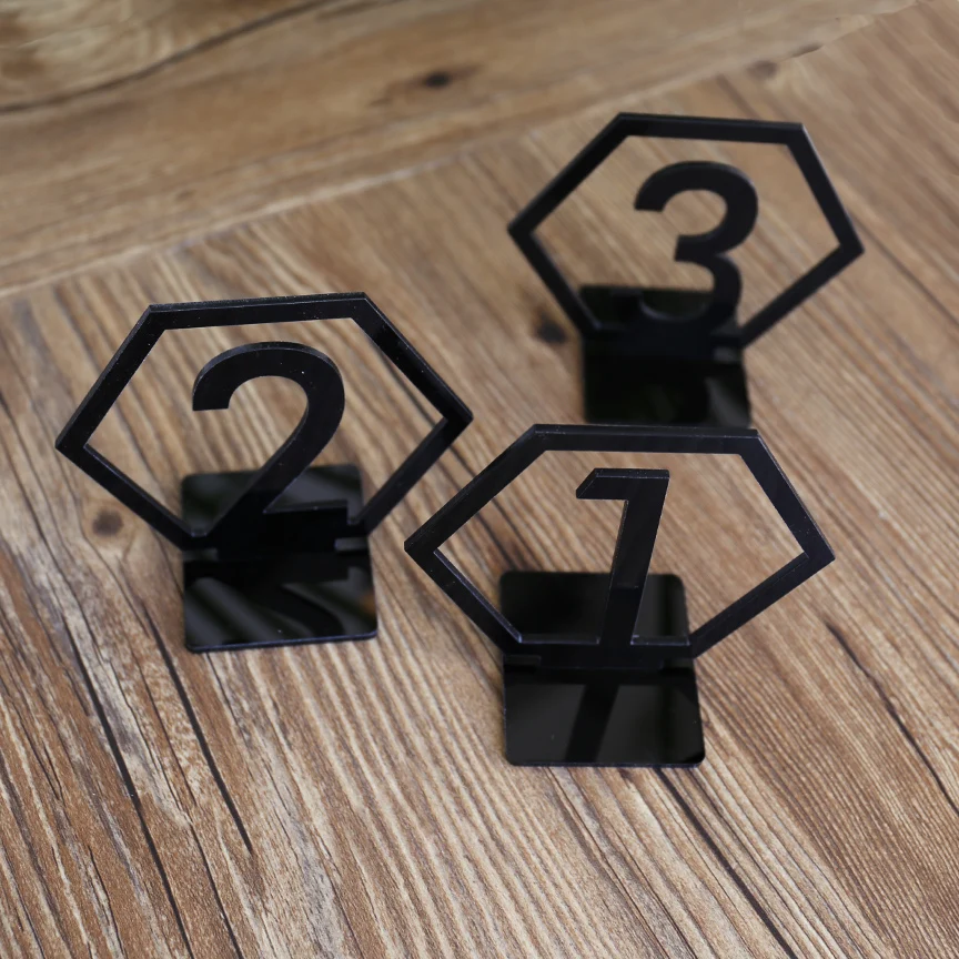 Геометрические настольные цифры для свадьбы золотые лазерные шестигранные с