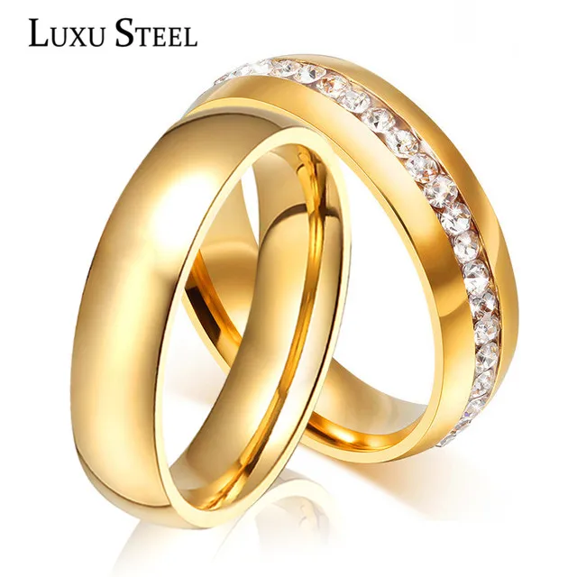 LUXUSTEEL Продвижение Классический из нержавеющей стали пара кольцо на свадебный