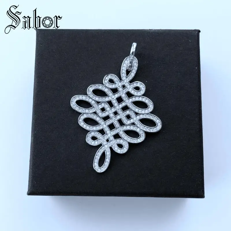 Кулон с любовным узлом циркониевый серебряный цвет для женщин модный подарок