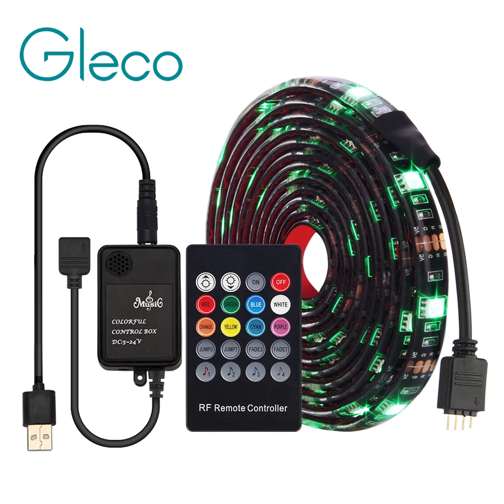 USB светодиодный ная лента 5050 RGB с музыкальным контроллером 20 клавиш