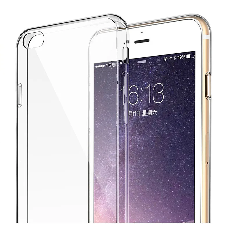 Для Apple iPhone 6 6s чехол тонкий прозрачный защитный силиконовый из ТПУ рукав для plus/6s
