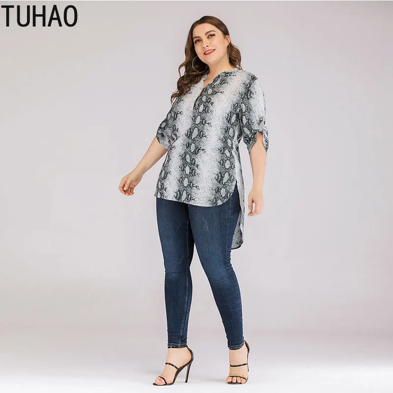 TUHAO летние 5XL 6XL размера плюс женские шифоновые рубашки офисные блузки большого 4XL