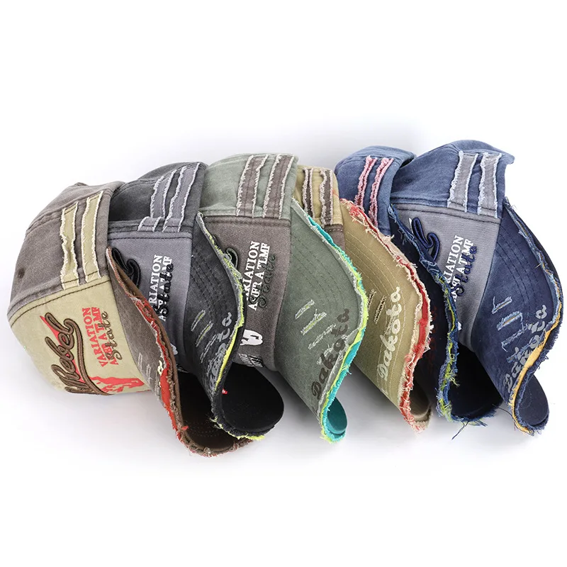 Джинсовая бейсболка для мужчин с буквенным принтом винтажная хлопковая кепка 5