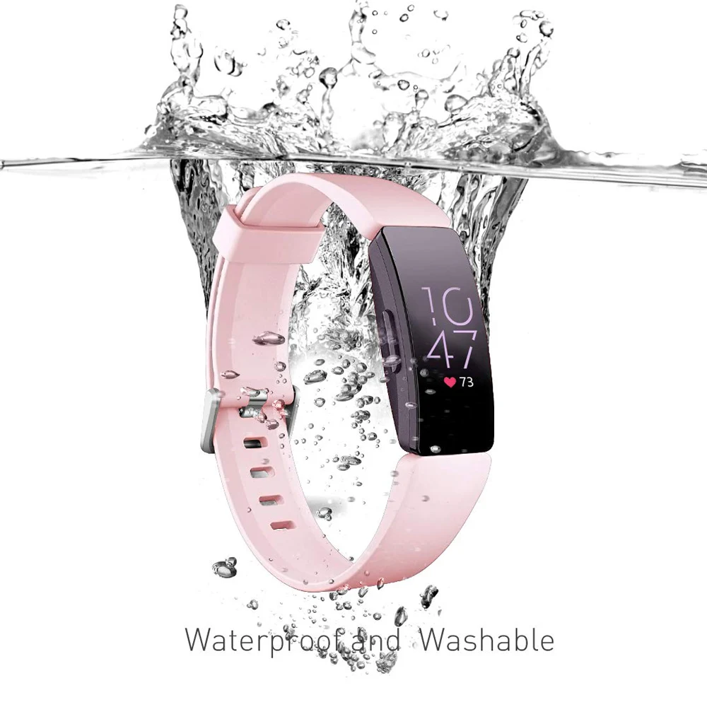 Для Fitbit Inspire HR ремешок силиконовый розовый водонепроницаемые фитнес ремень на