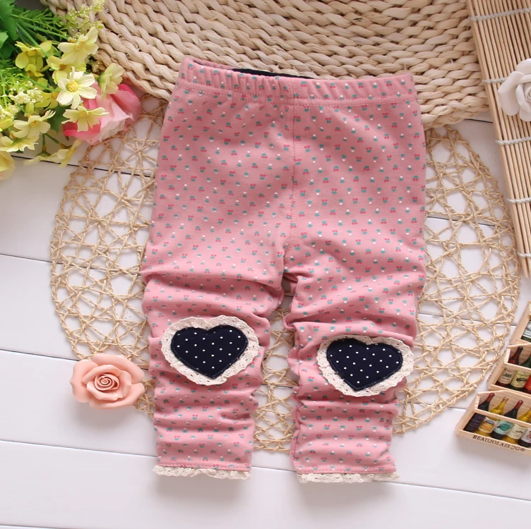 Бесплатная доставка осень нью-dot любовь-сердечных детей леггинсы брюки Девочки