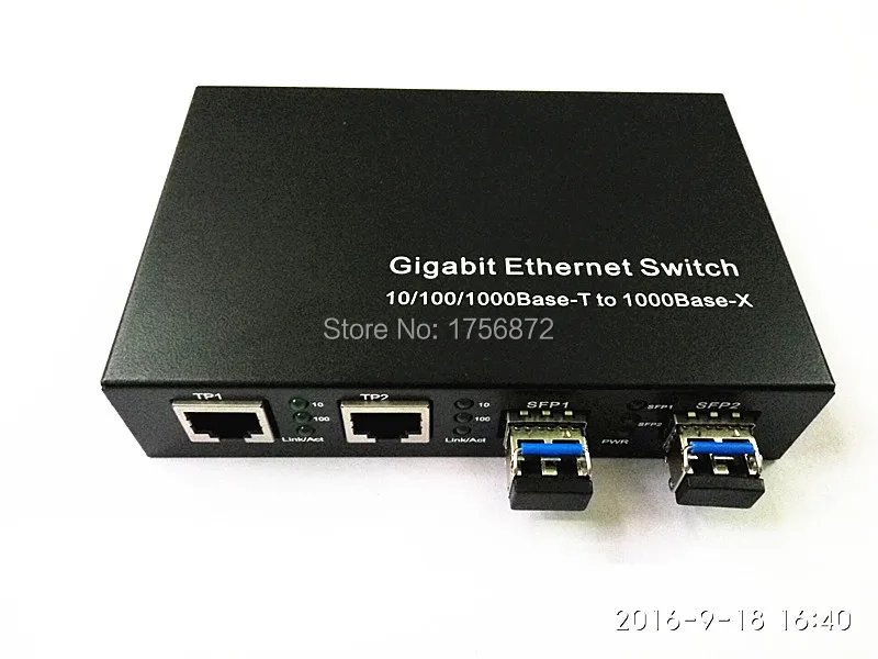 Ethernet коммутатор 2F2E гигабитный 1 шт. 10/100/1000 Base-T до 1000 Base-X 2 волоконных порта 2x1000m RJ45