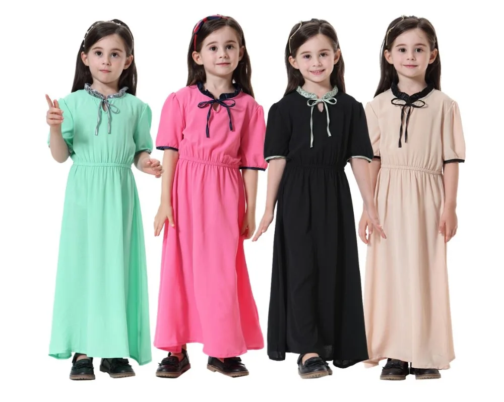Модная мусульманская одежда для детей, абайя, мусульманская одежда, детское платье макси, Средний Восток, арабское милое длинное платье, пла...