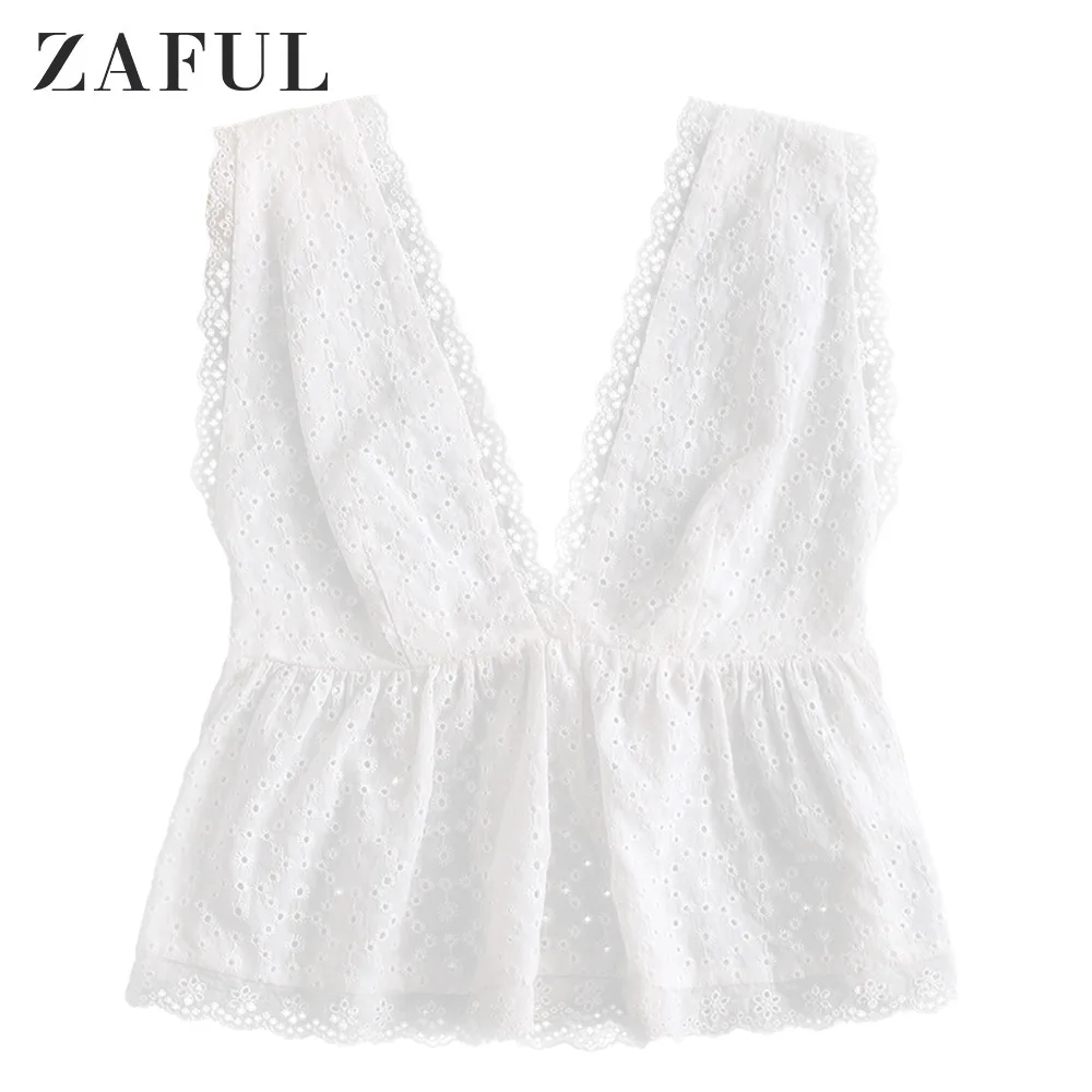 Майка с баской и открытой спиной и люверсами ZAFUL