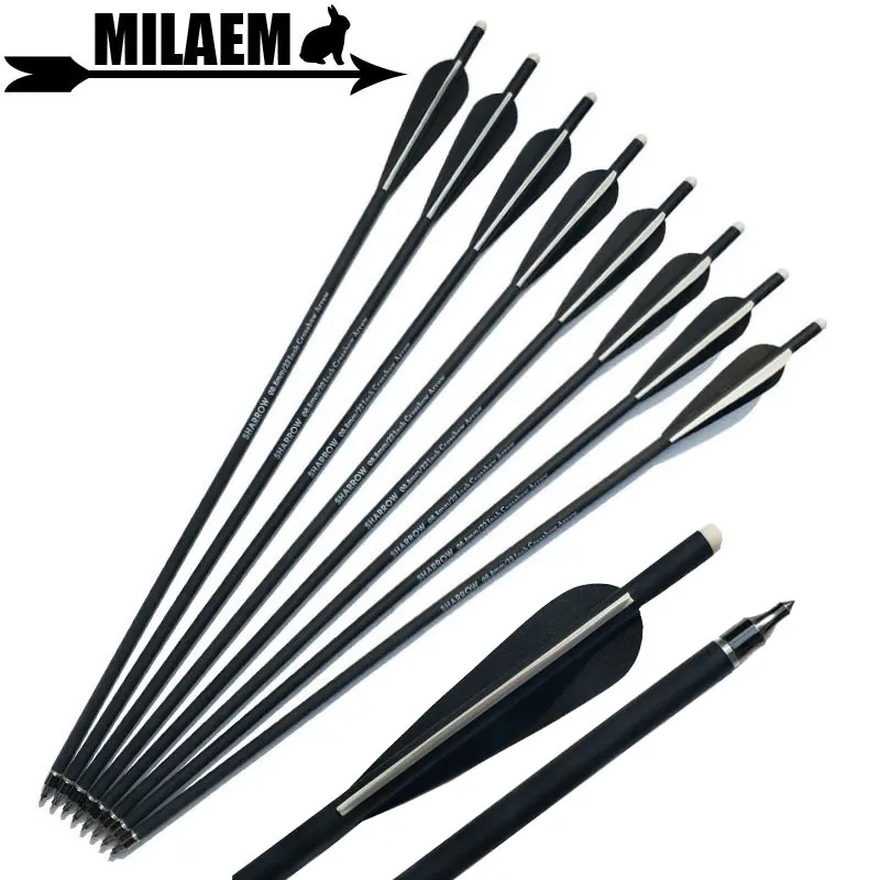 

24pcs 22inch Archery Crossbow Arrow Bolts Carbon Arrow Replaceable Broadhead Rubber Vanes OD8.8mm Shooting Accessories