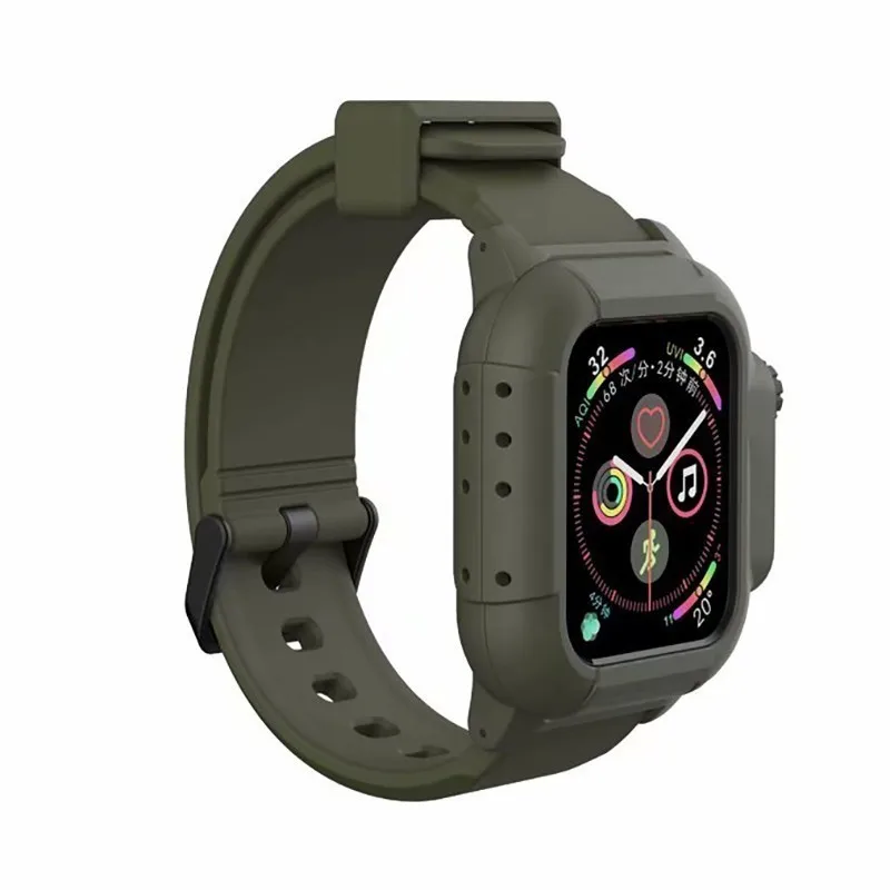 15 Olive Водонепроницаемый чехол для Apple Watch band 4 iwatch band 42 мм силиконовый ремешок 44 мм 40 мм pulseira браслет умные часы аксессуары петля - Цвет ремешка: 15 Olive
