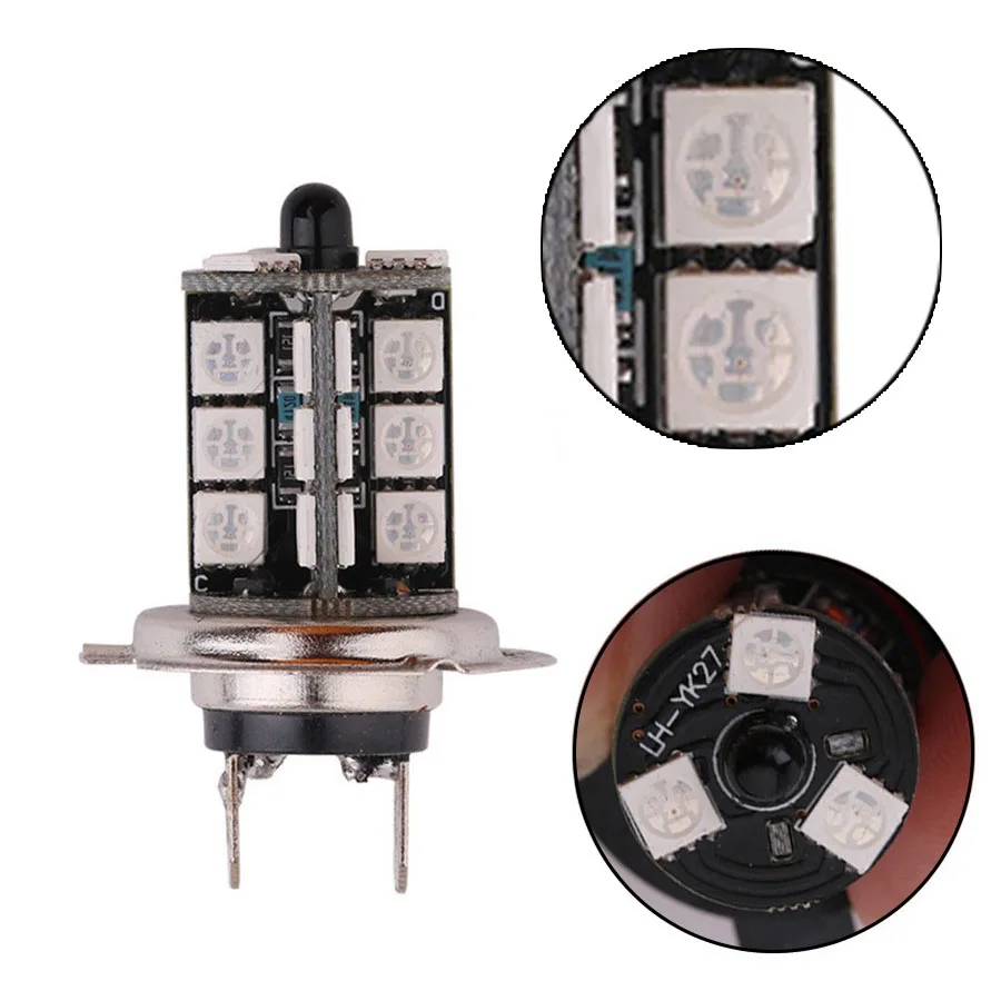 Светодиодные противотуманные фасветильник H7 2 шт. s лампы RGB 5050 27SMD 7 цветов