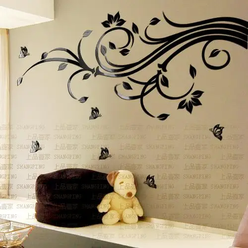Hot sale Elegant flower vine Acrylic wall stickers Home DIY art wall decor stickers 3d DIY wall stickers