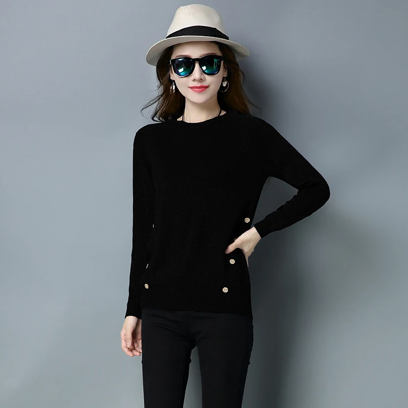 Winter Pull Sweaters 2017 Women Knitted Sweater Jumpers With Buttons Casual Korean O-neck Knitwear Pullovers | Женская одежда