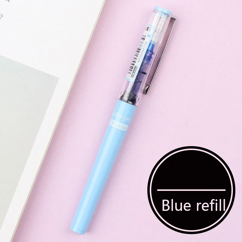 Blue.Blue-refill 2 шт прямой тип шариковая гелевая ручка Канцтовары офисный школьный принадлежности - Цвет: Blue.Blue-refill