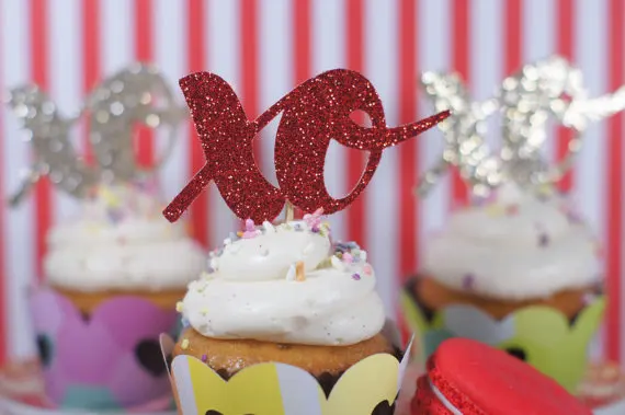 

glitter XO Cupcake Toppers Birthday Hawaiian Theme wedding bridal shower Bachelorette Party Decor toothpicks