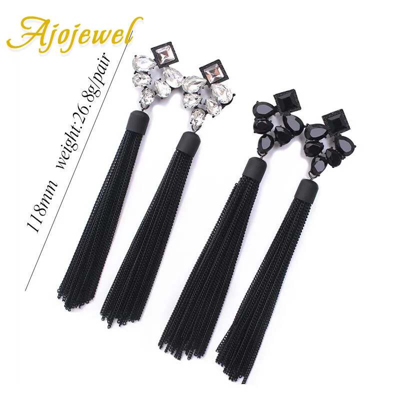 Ajojewel AAA черный/белый Кристалл Висячие Серьги черные серьги-кисточки из сплава для женщин Преувеличенные вечерние ювелирные изделия