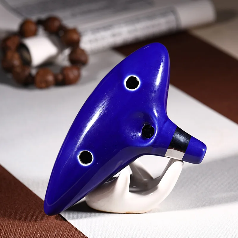 Классический синий музыкальный инструмент Ocarina Alto C с 12 отверстиями яркая