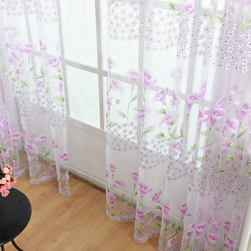 Тюль с цветочным рисунком занавеска для кухни гостиной спальни балкона двери