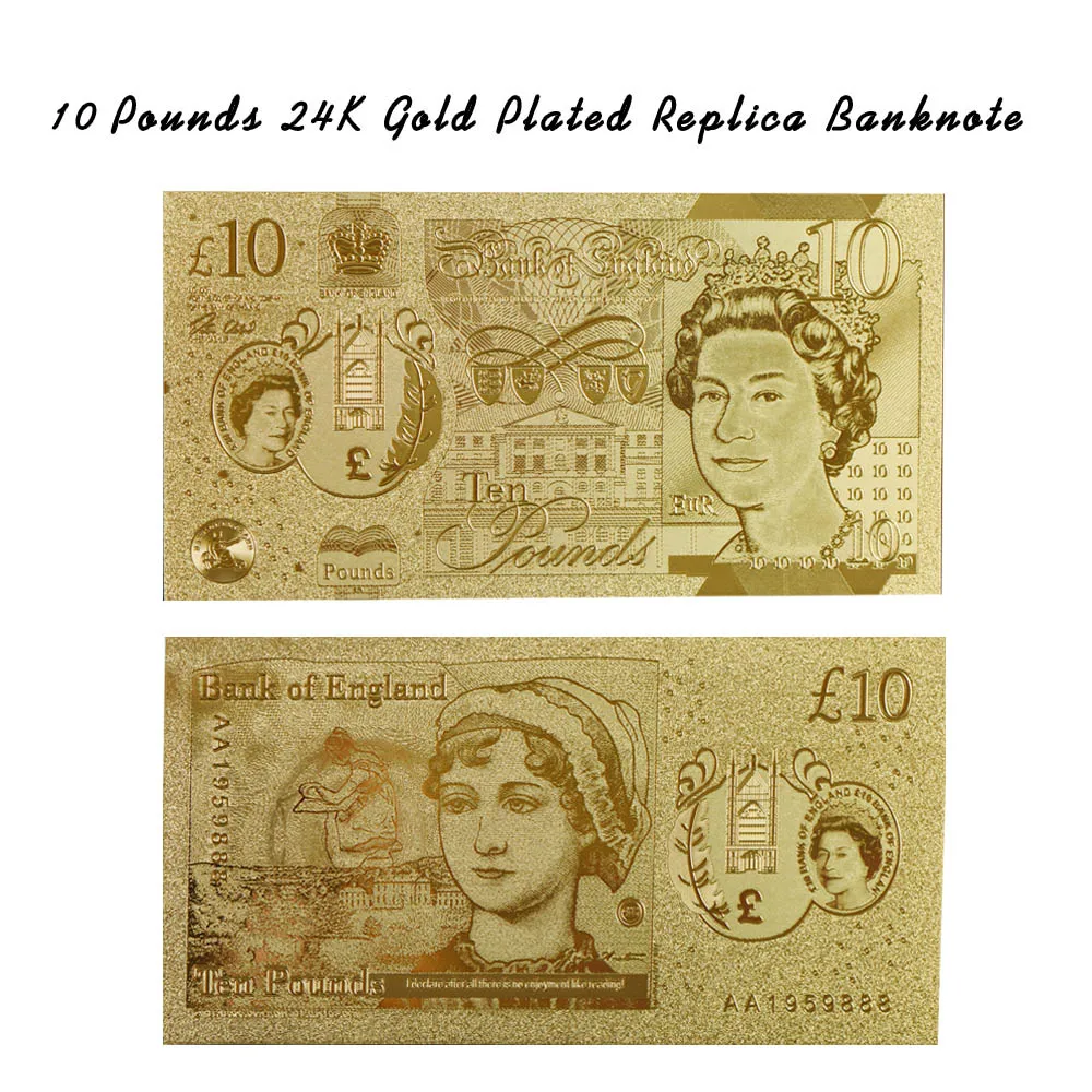 Фальшивые банкноты с покрытием золотом 10 фунтов|banknote gold|banknotes paper moneybanknote |