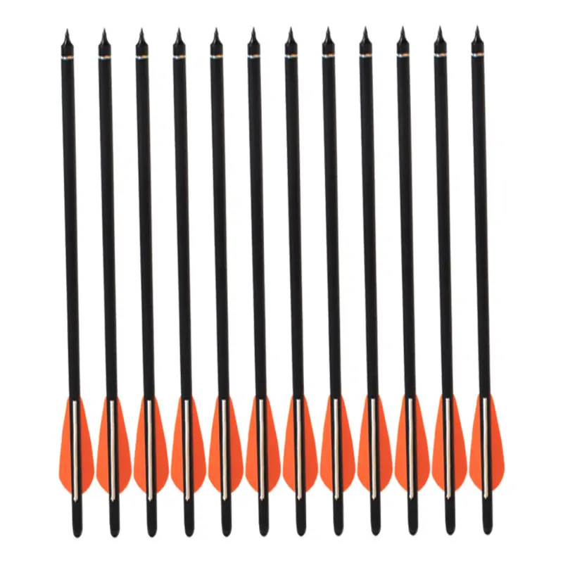 

6/12/24PCS 16Inch Crossbow Hunting Carbon Arrow With 4" Vanes Feather and Replaced Arrowhead for Recurve Bow Hunting Archery